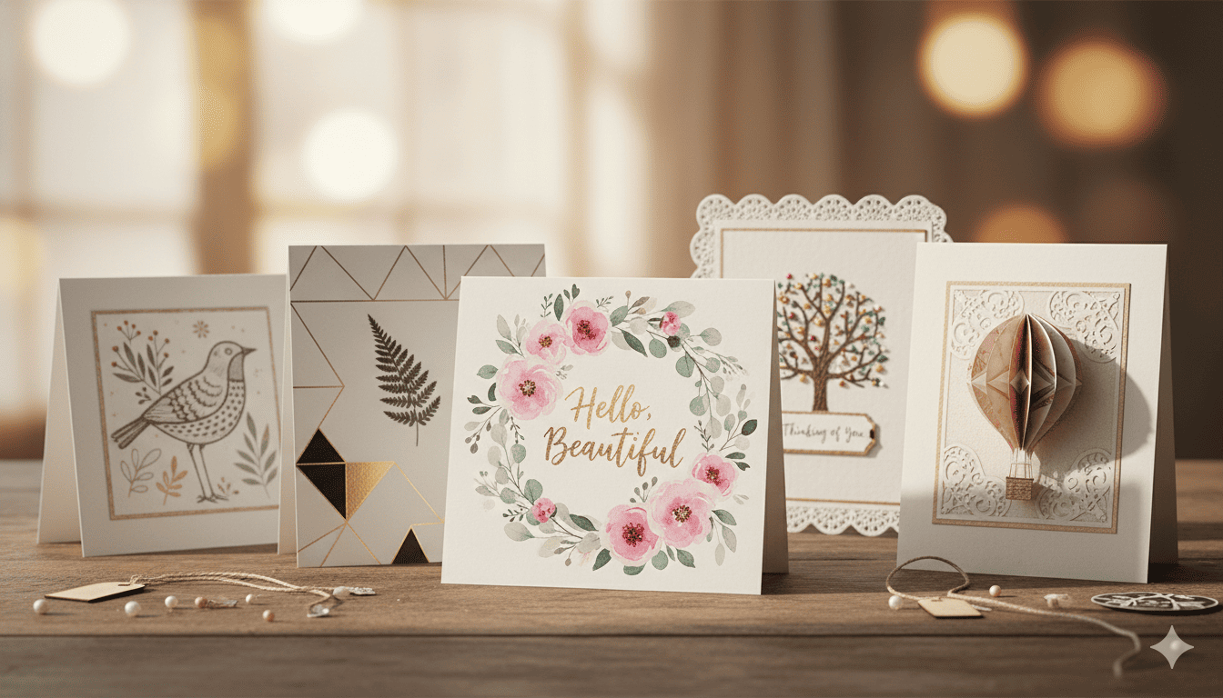 Handmade greeting cards with artistic designs